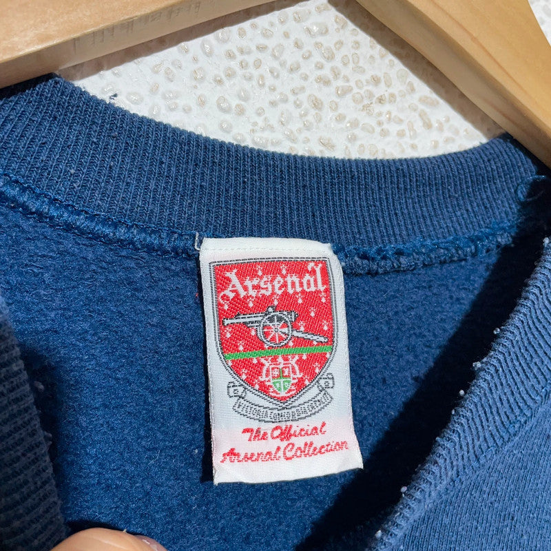Vintage 90s Navy Arsenal Sweatshirt Bergkamp - Large