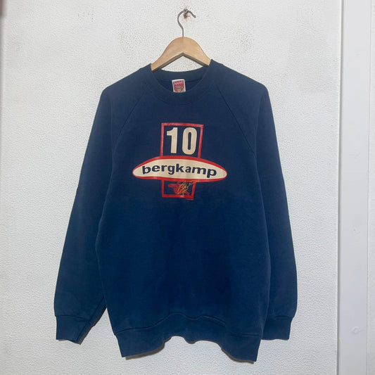 Vintage 90s Navy Arsenal Sweatshirt Bergkamp - Large