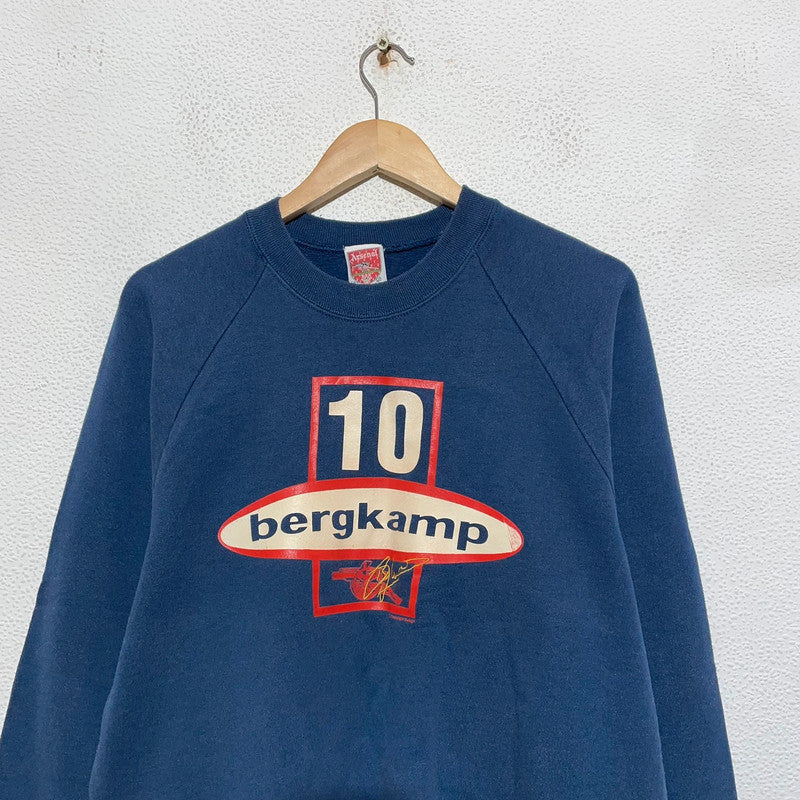 Vintage 90s Navy Arsenal Sweatshirt Bergkamp - Large