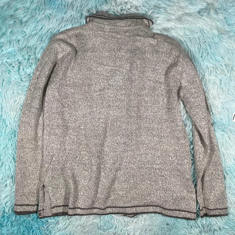 Vintage 00s Grey Linen Full Zip Jumper - Size 10