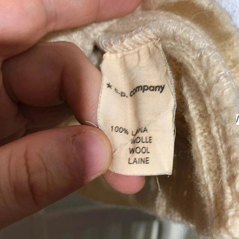 Vintage 90s Cream CP Company 1/4 Zip Wool Jumper Mossimo Osti - Small
