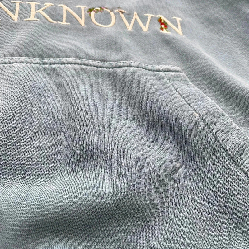 Blue Unknown Embroidered Hoodie Heavyweight - Large