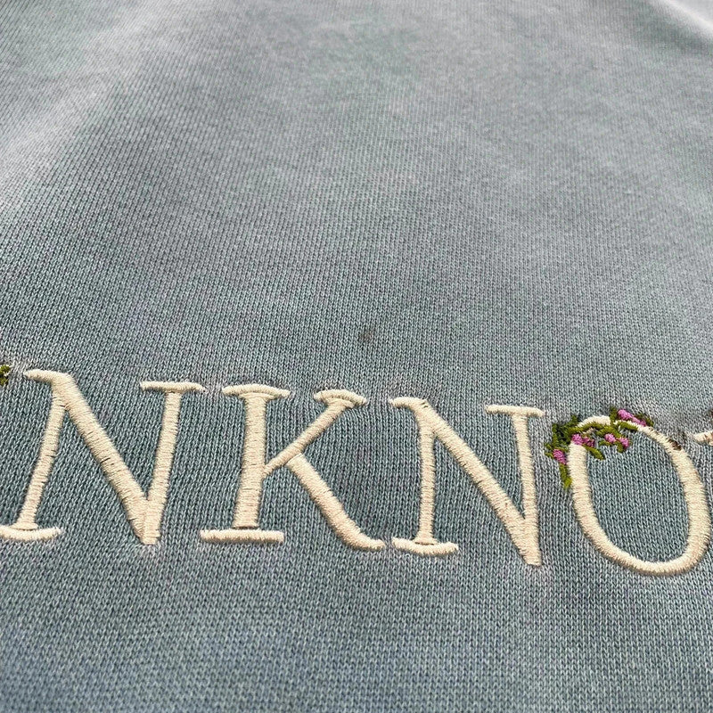 Blue Unknown Embroidered Hoodie Heavyweight - Large
