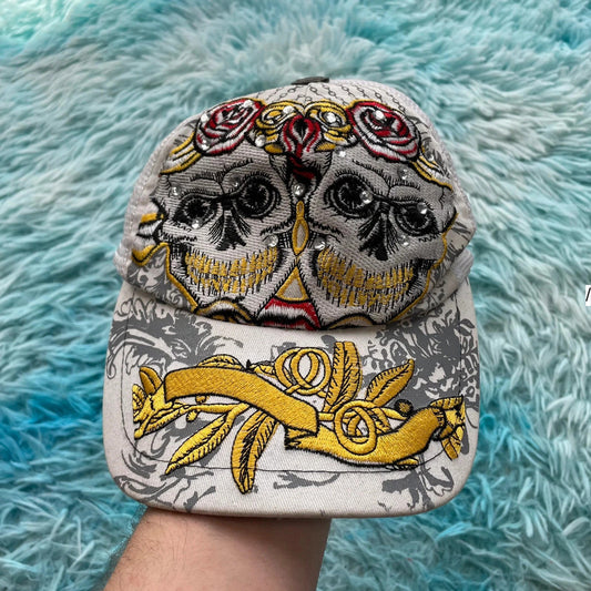 Vintage Y2K White Sequinned Cap
