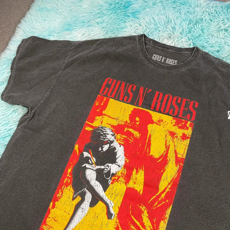 Grey Guns n Roses Band T Shirt - Large