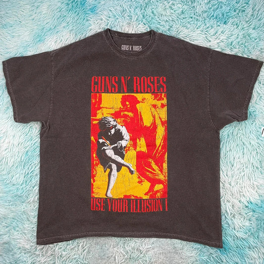 Grey Guns n Roses Band T Shirt - Large