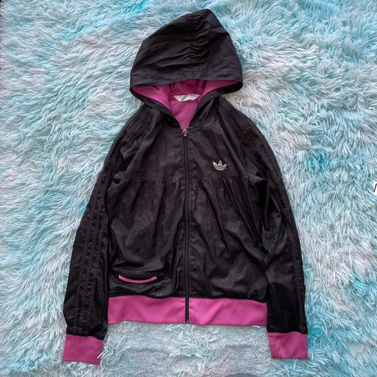 Vintage Black & Pink Adidas Fitted Track Jacket - Size 14