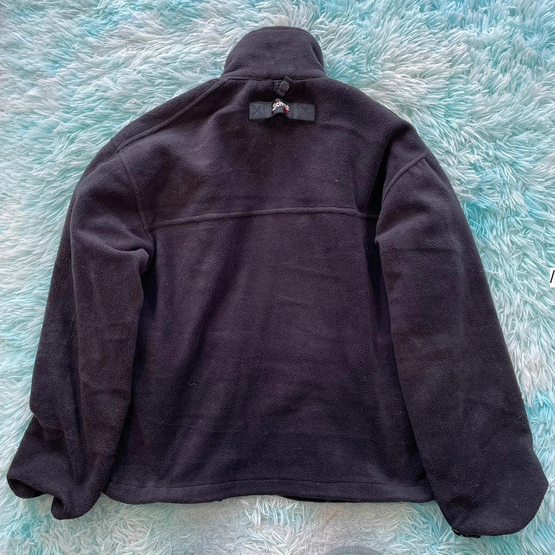 Vintage Black Schott Fleece Jacket - Medium
