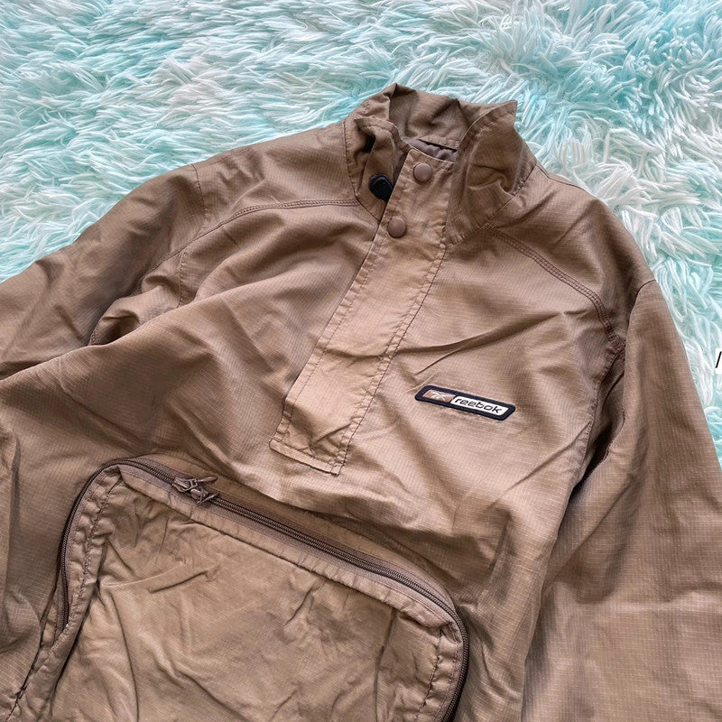 Vintage Khaki Reebok Windbreaker Jacket - Womens Small