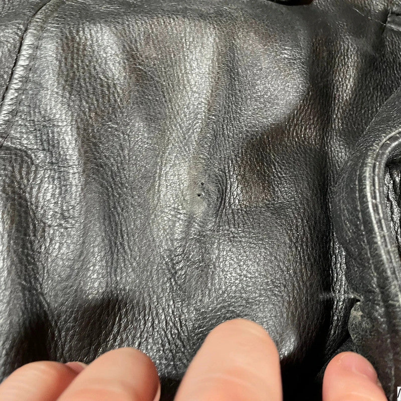 Vintage Black Milan Leather Jacket Button Up - Large