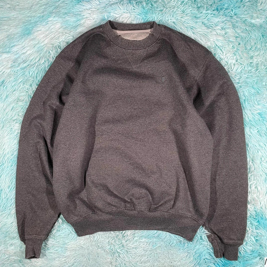 Vintage 00s Grey Champion Plain Sweatshirt - Medium