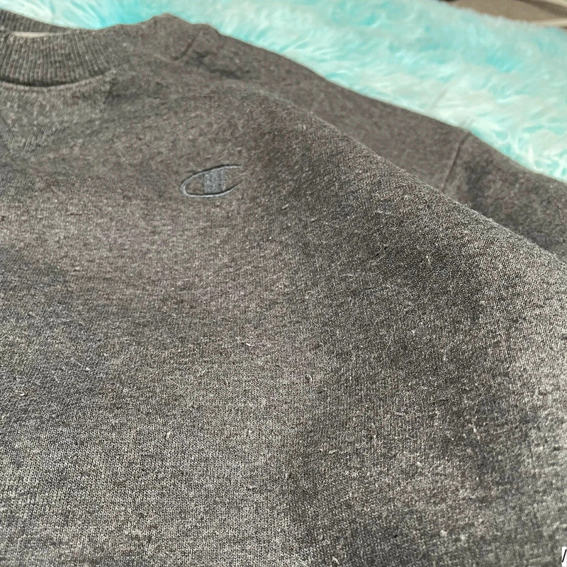Vintage 00s Grey Champion Plain Sweatshirt - Medium