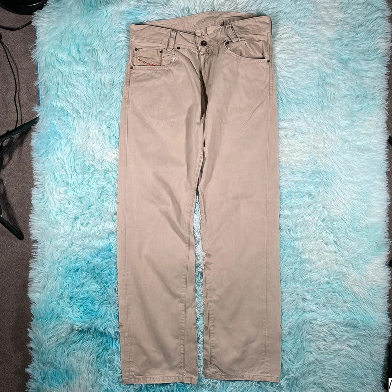 Vintage Beige Diesel Trousers Straight Leg - 32W
