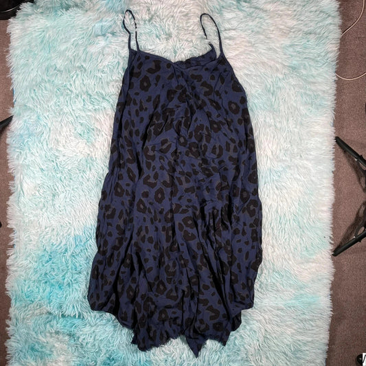 Vintage Y2K Navy Leopard Print Dress Made in Italy