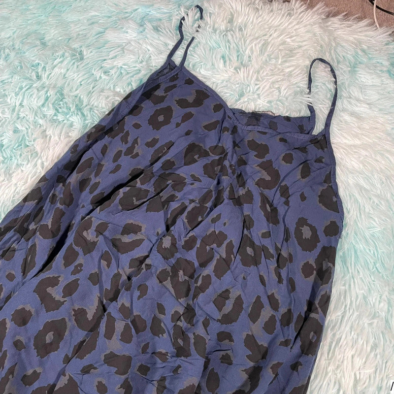 Vintage Y2K Navy Leopard Print Dress Made in Italy