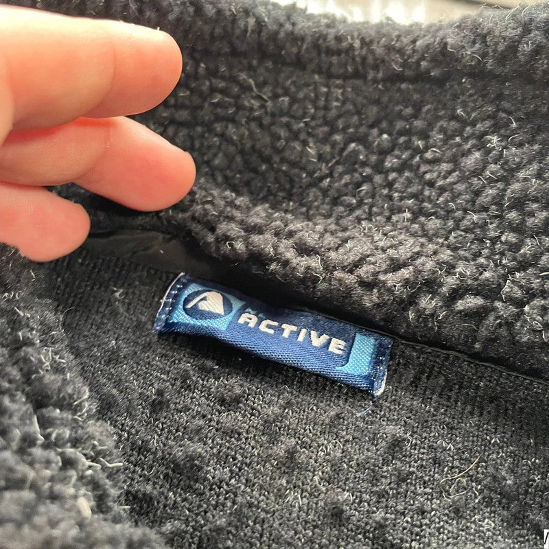 Vintage 90s Black Sherpa Fleece Jumper - Large