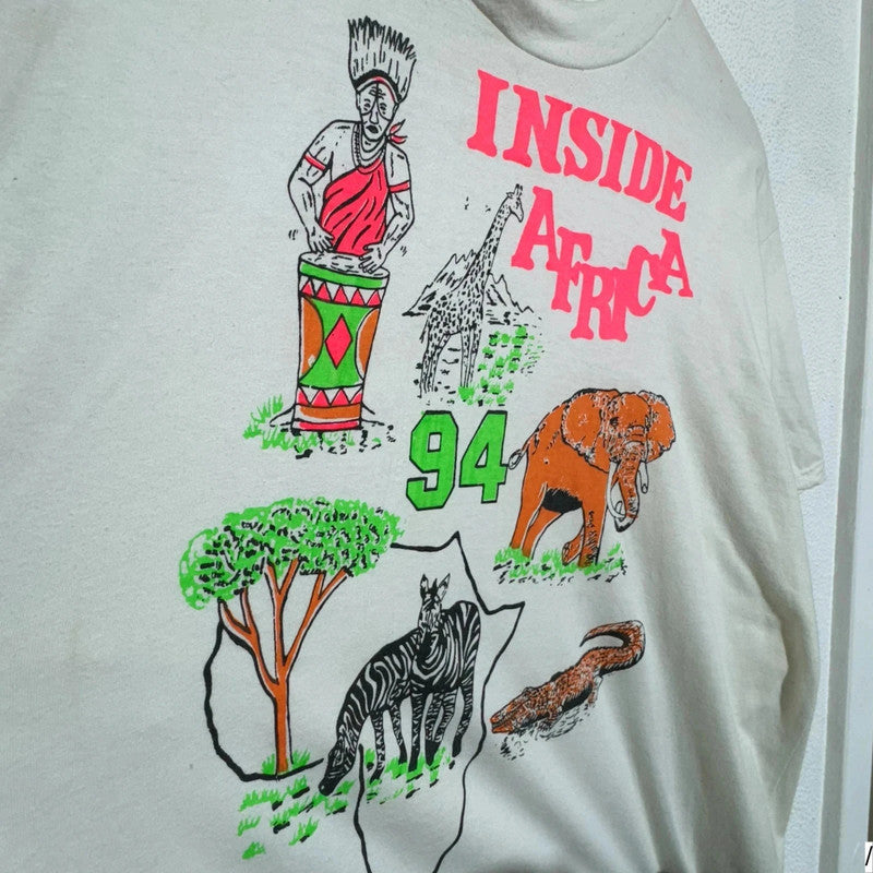 Vintage 1994 White Inside Africa Graphic T Shirt - Small