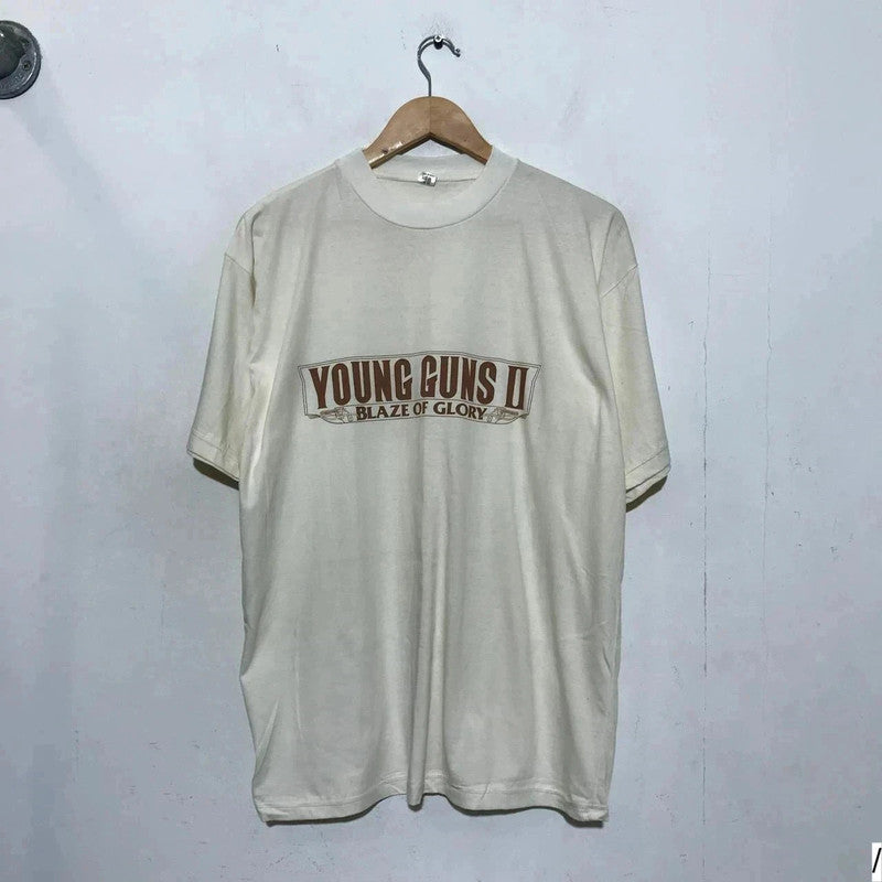 Deadstock Vintage 1990 Cream Young Guns 2 Movie Promo T Shirt - XL