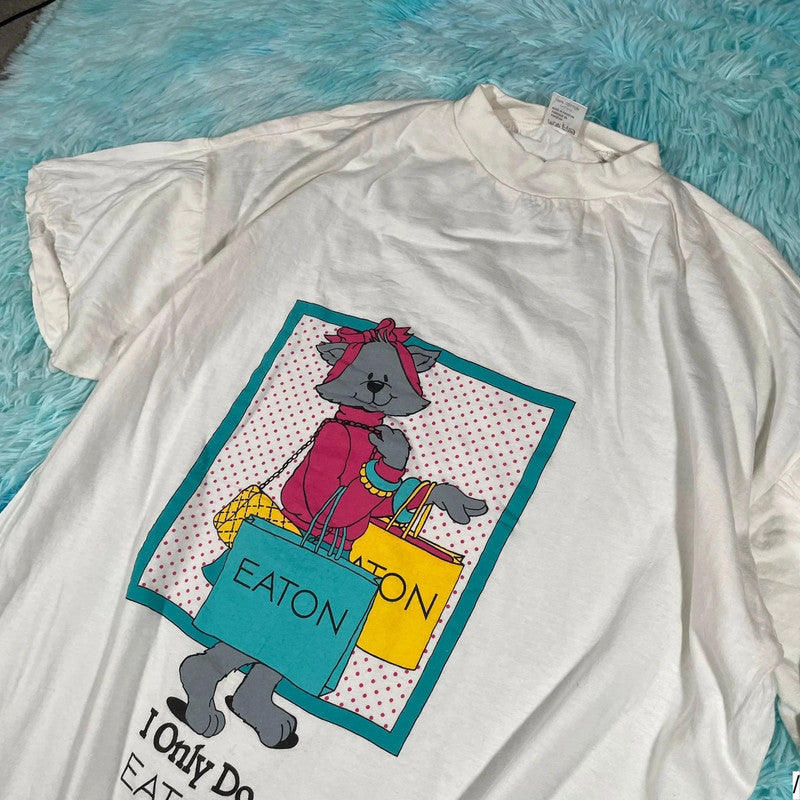Vintage 90s Eaton Shopping Graphic T Shirt - XL