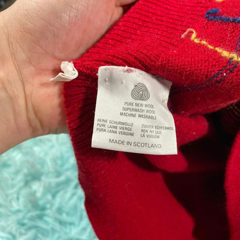 Vintage 90s Red Pringle Golf Tartan Jumper - M