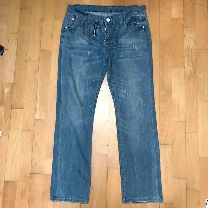 Vintage 90s Baggy Embroidered Jeans - 36W