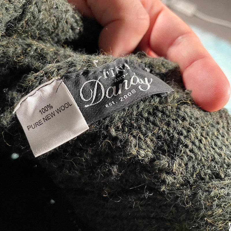 Khaki Green Wool Beanie Hat Fine & Dandy