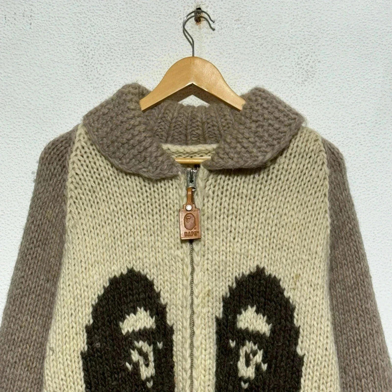 Cream & Beige BAPE Cowachan Knitted Jumper - Large