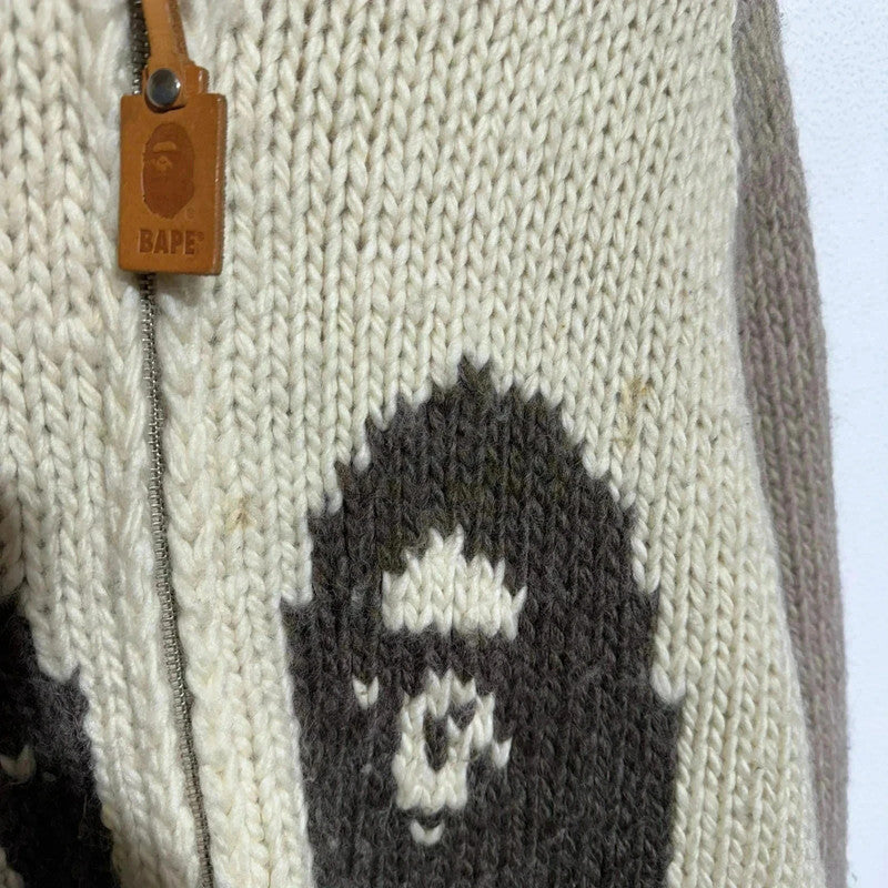 Cream & Beige BAPE Cowachan Knitted Jumper - Large