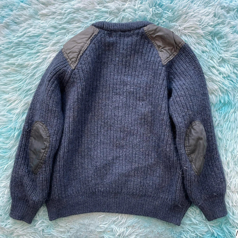 Vintage 90s Navy Arran Knit Jumper - Large