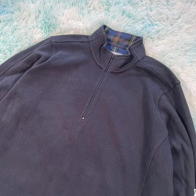 Navy Orvis 1/4 Zip Sweatshirt Plain - XL