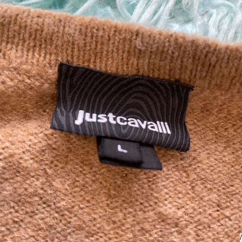 Brown Just Cavalli Long Knitted Jumper - Large