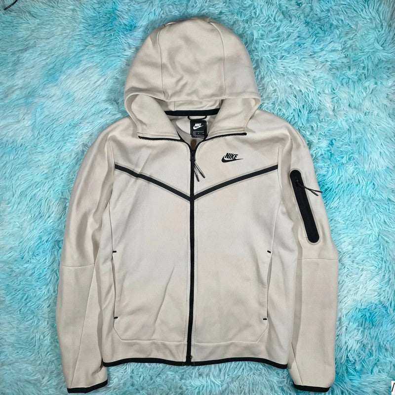 Cream Nike Tech Fleece Hoodie - Small