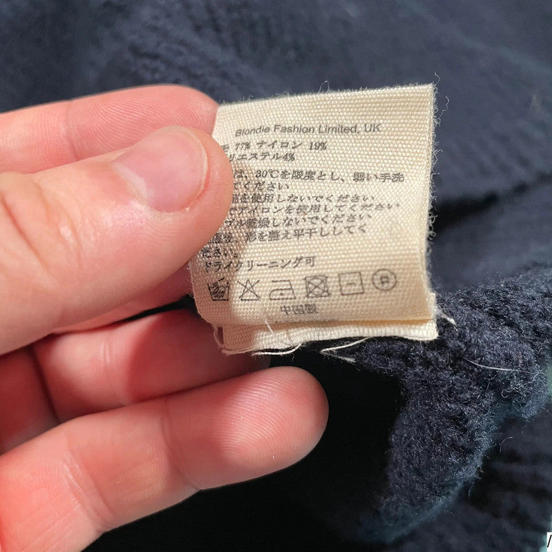 Navy Folk Knitted Jumper - Large