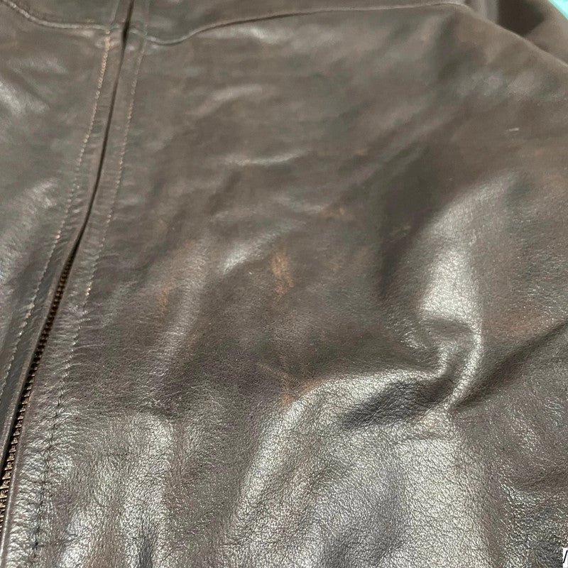 Vintage Brown Boxy Leather Jacket - XXL