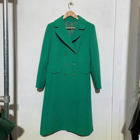 True Vintage 50s Green Long Coat Dereta - Size 12