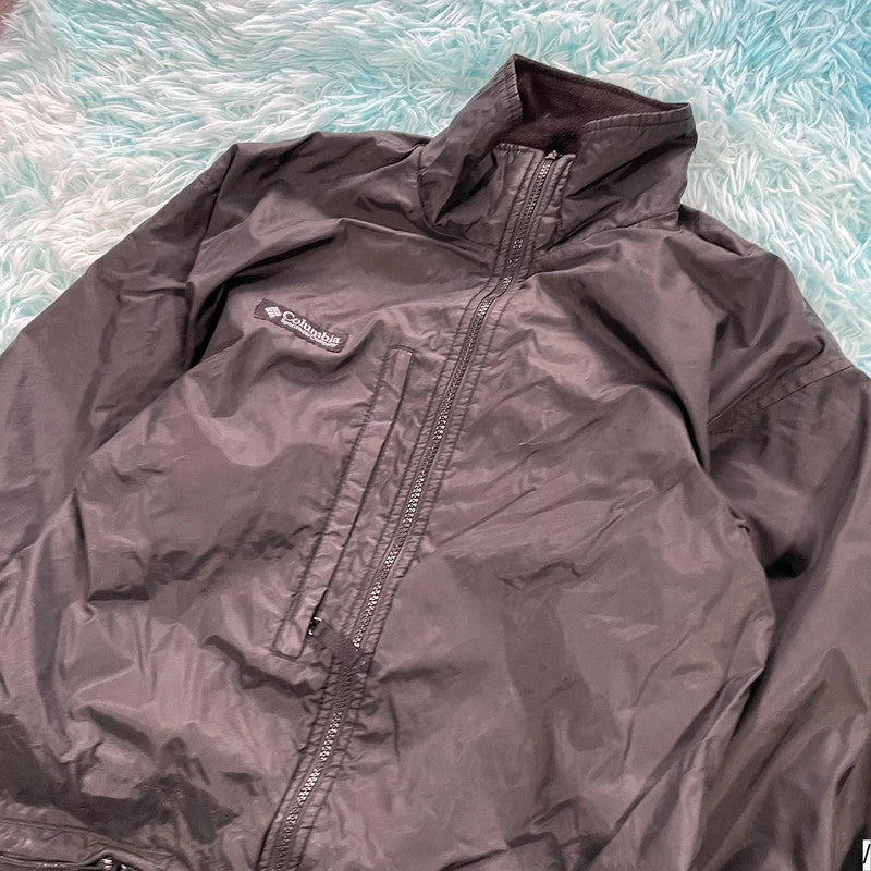 Vintage 90s Black Columbia Fleeced Windbreaker - Small