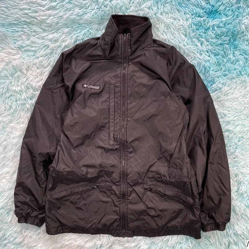 Vintage 90s Black Columbia Fleeced Windbreaker - Small
