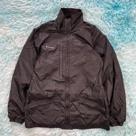 Vintage 90s Black Columbia Fleeced Windbreaker - Small