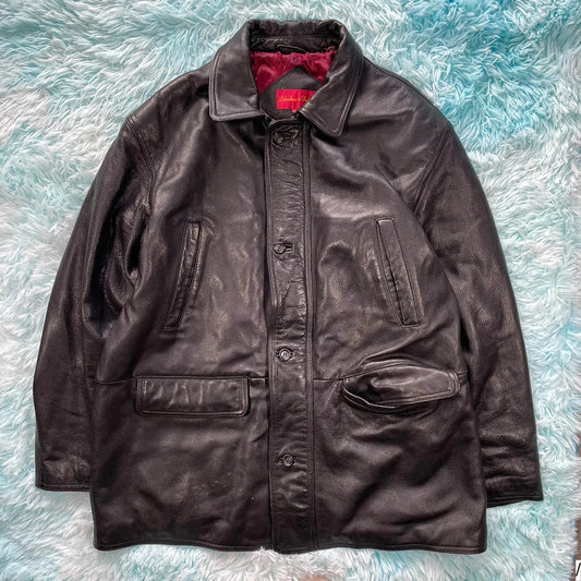 Vintage 90s Black Leather Jacket - Large