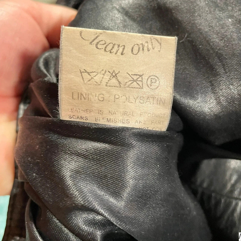 Vintage 90s Black Leather Jacket Trucker - Medium