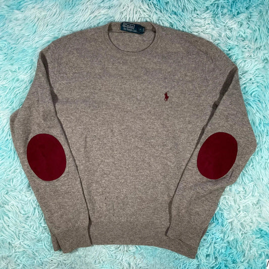 Grey Polo Ralph Lauren Wool Jumper - Medium