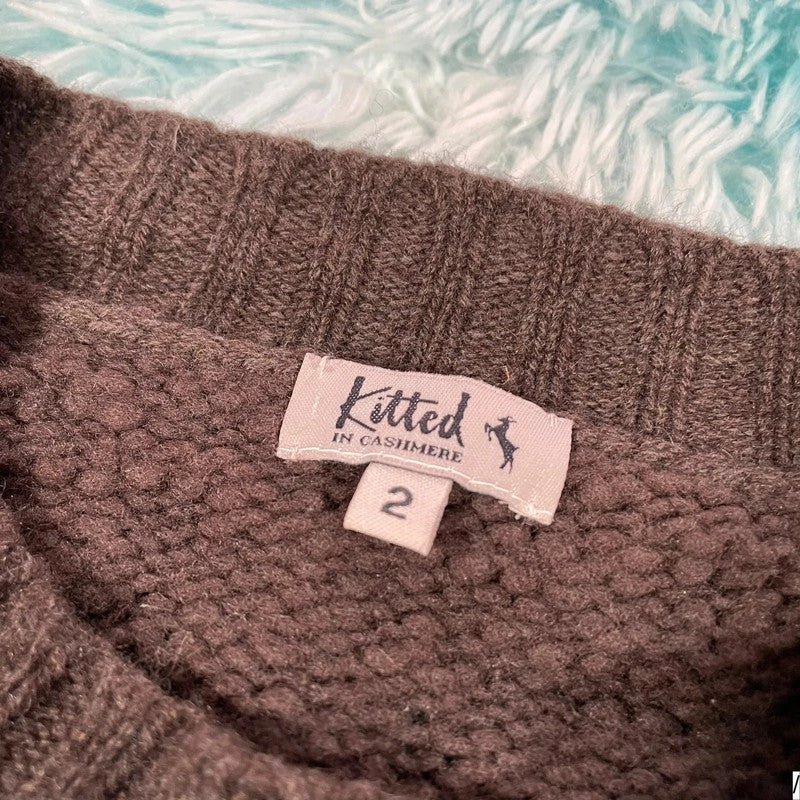 Brown Kitted in Cashmere Knitted Jumper - Size 14