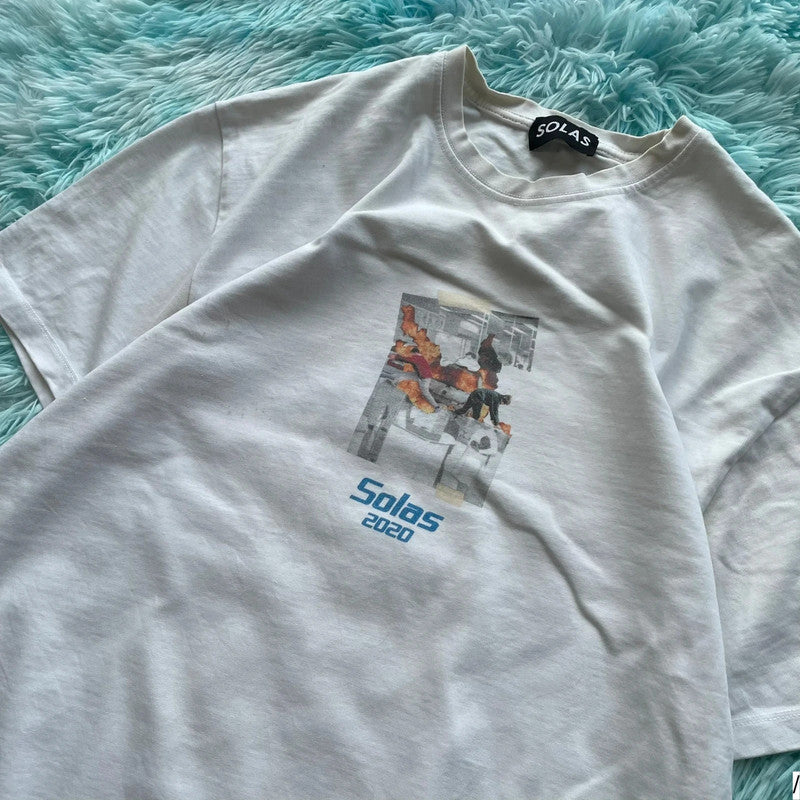 White Solas Graphic T Shirt - Large