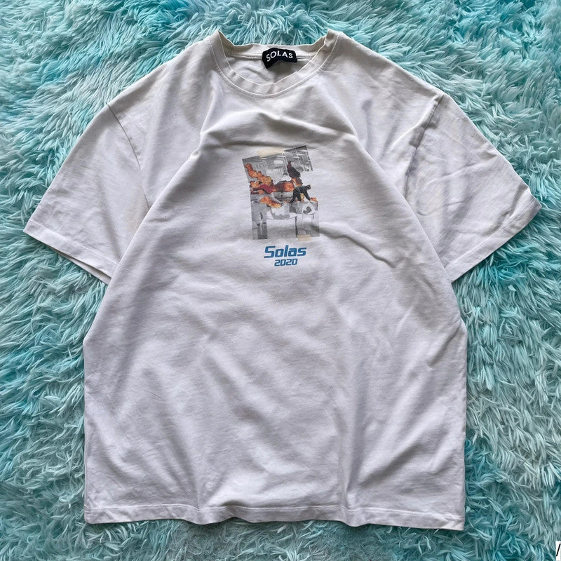 White Solas Graphic T Shirt - Large