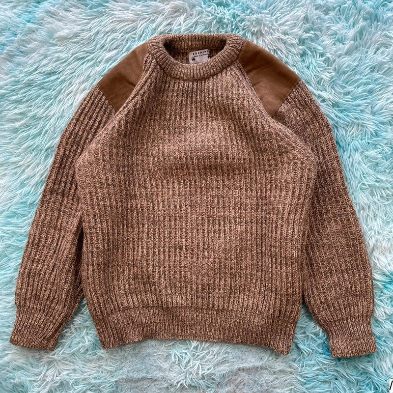 Vintage Beige Brenire Chunky Knit Wool Jumper - Medium