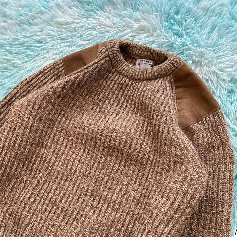 Vintage Beige Brenire Chunky Knit Wool Jumper - Medium