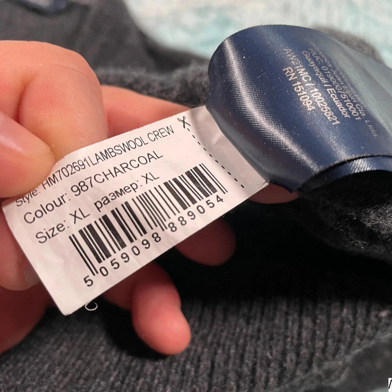 Grey Hackett Lambswool Knitted Jumper - XL