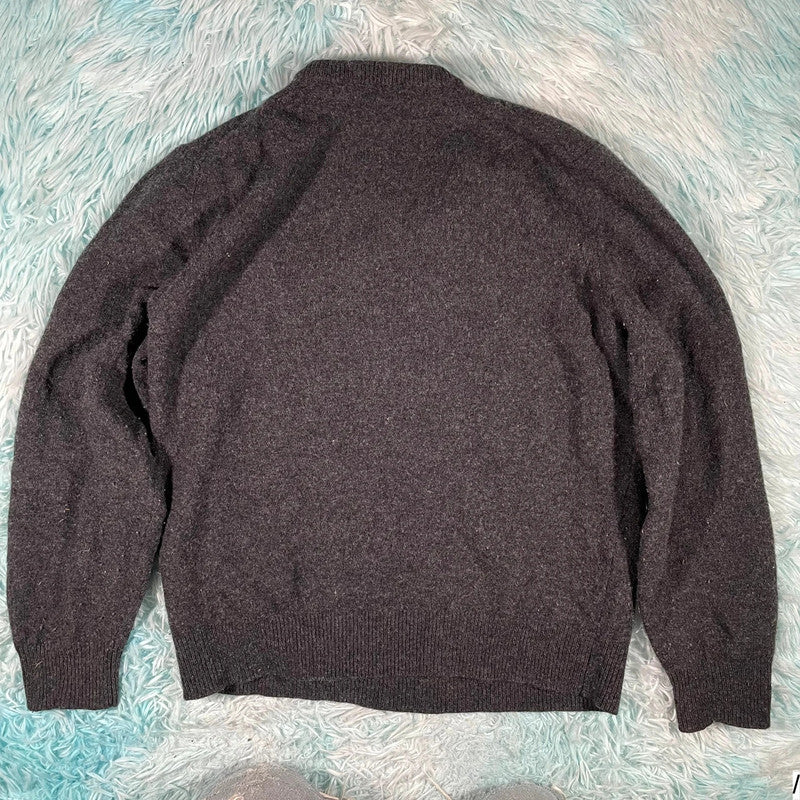 Grey Hackett Lambswool Knitted Jumper - XL