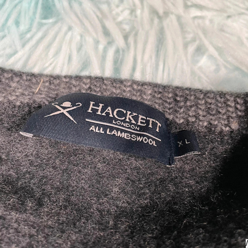 Grey Hackett Lambswool Knitted Jumper - XL