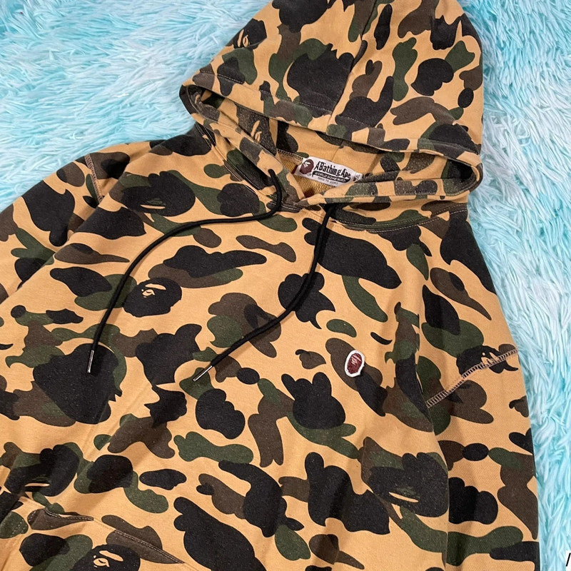 Khaki A Bathing Ape BAPE Camo Hoodie - XXL